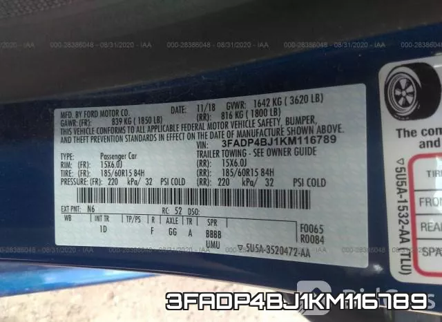 3FADP4BJ1KM116789 фото 10