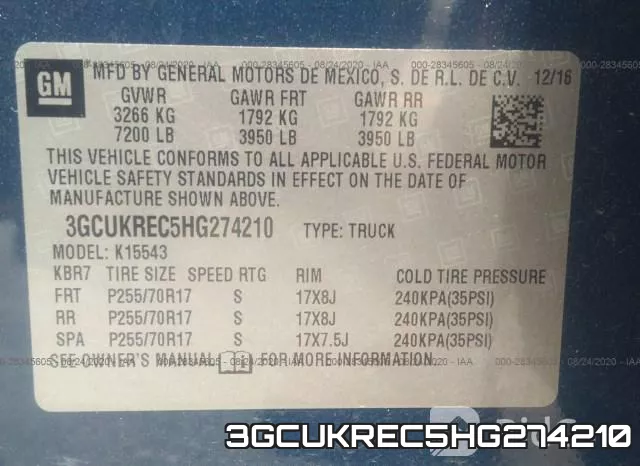 3GCUKREC5HG274210 фото 8