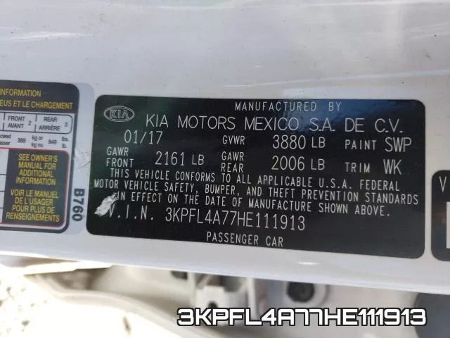 3KPFL4A77HE111913 фото 2