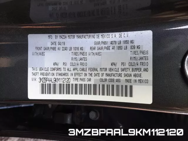 3MZBPAAL9KM112120 фото 2