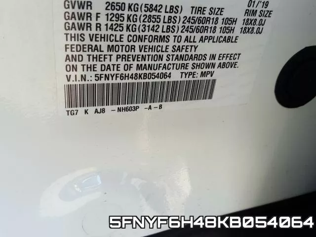 5FNYF6H48KB054064 фото 2