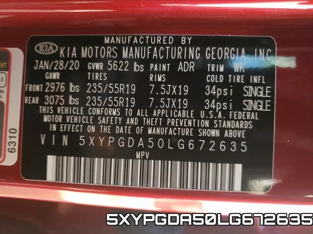 5XYPGDA50LG672635 фото 2