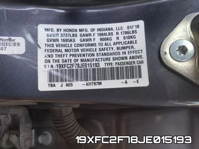 19XFC2F78JE015193 фото 2