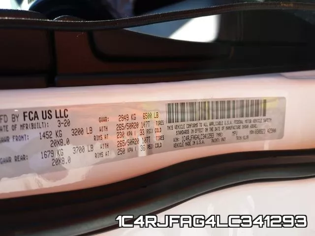 1C4RJFAG4LC341293 фото 2