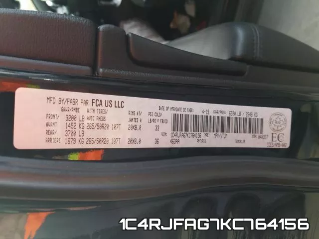 1C4RJFAG7KC764156 фото 2