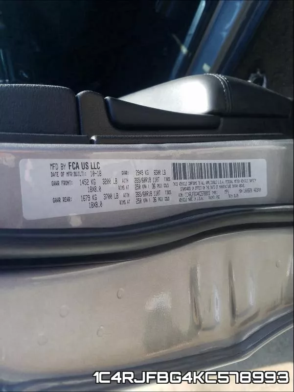 1C4RJFBG4KC578993 фото 2