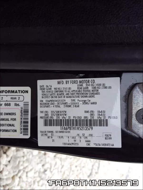 1FA6P8TH1H5213579 фото 2