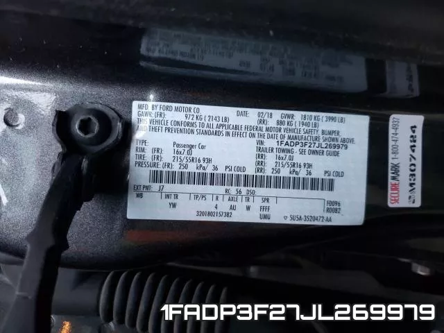 1FADP3F27JL269979 фото 2