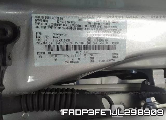 1FADP3FE7JL298909 фото 10
