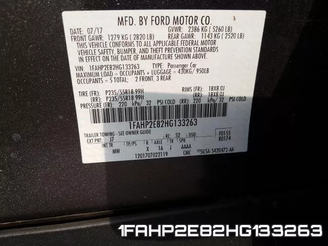 1FAHP2E82HG133263 фото 2