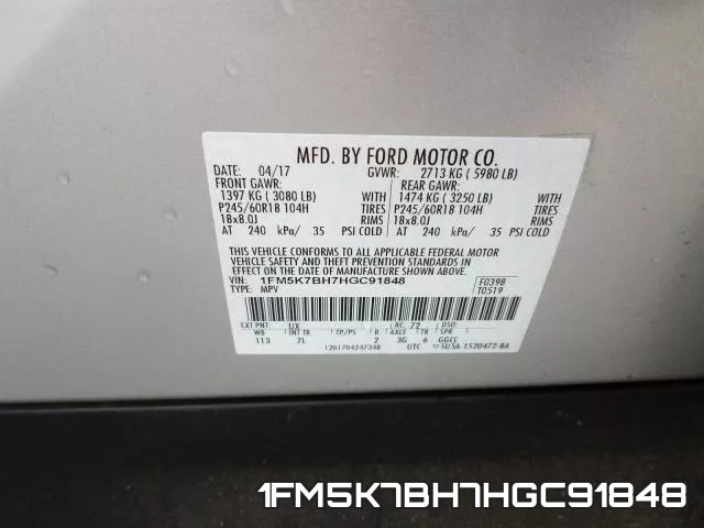 1FM5K7BH7HGC91848 фото 2