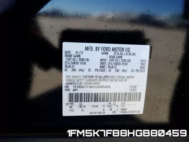 1FM5K7F88HGB80459 фото 2