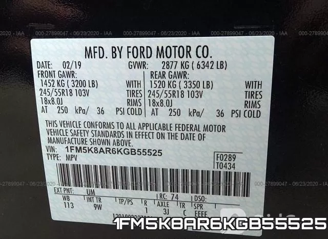 1FM5K8AR6KGB55525 фото 9