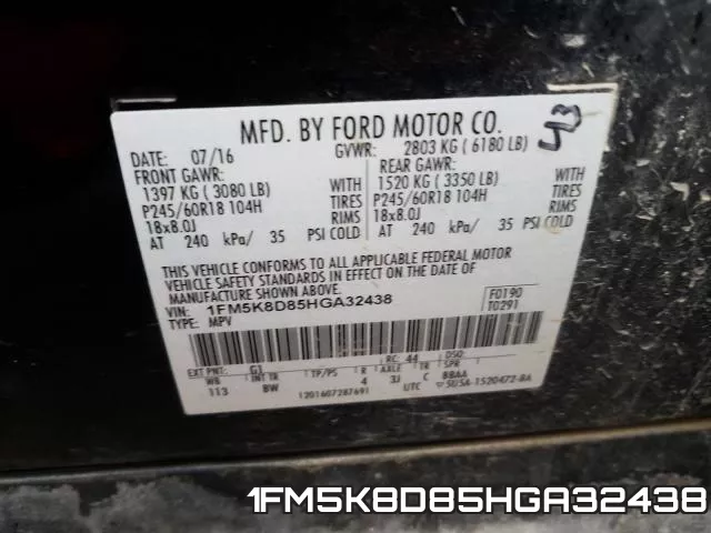 1FM5K8D85HGA32438 фото 2