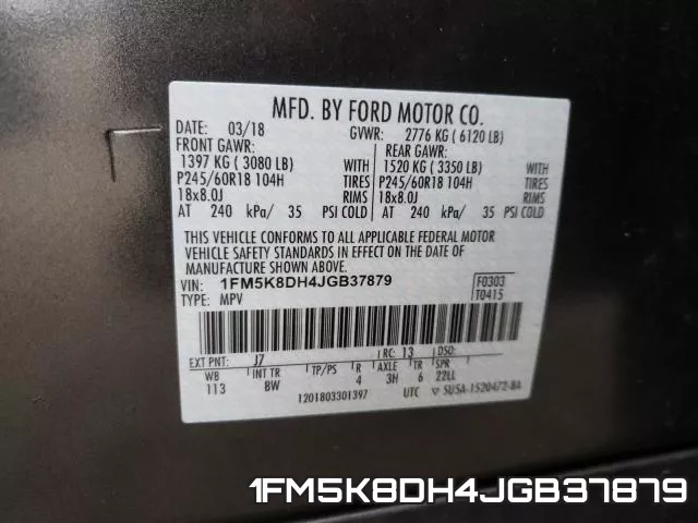 1FM5K8DH4JGB37879 фото 2