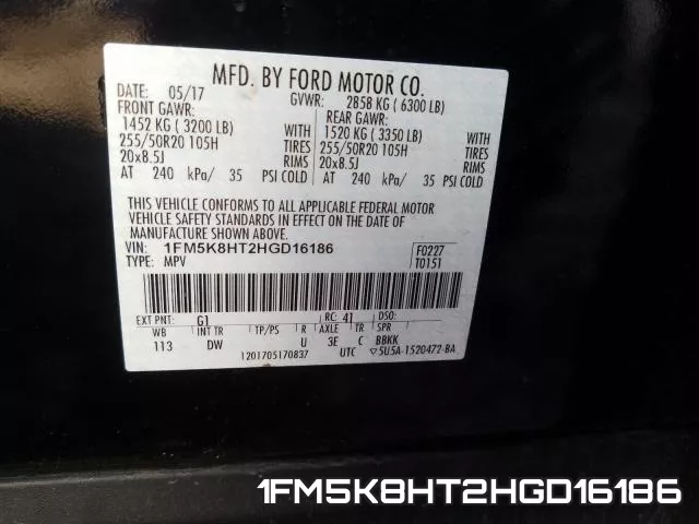 1FM5K8HT2HGD16186 фото 2