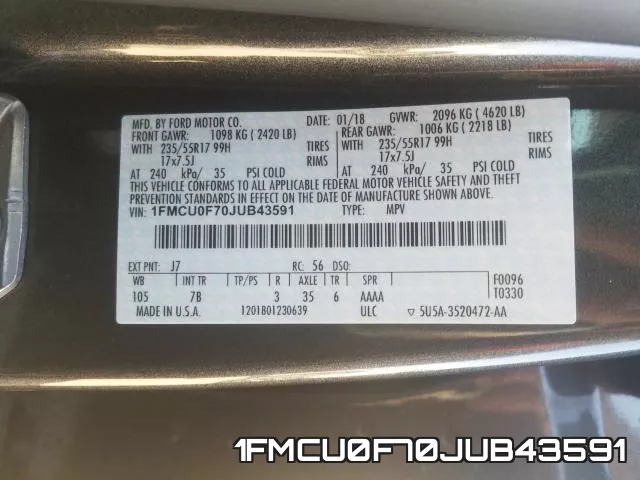 1FMCU0F70JUB43591 фото 2