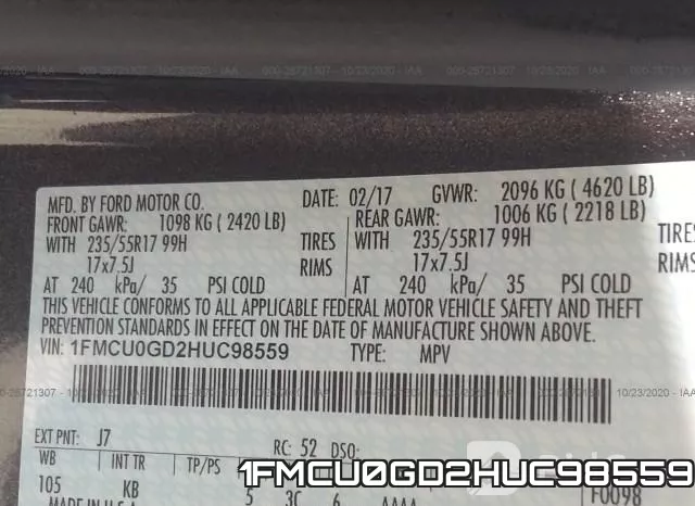 1FMCU0GD2HUC98559 фото 10
