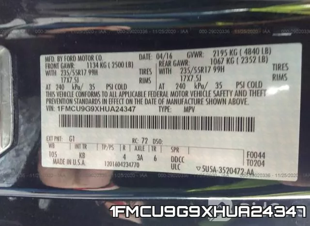 1FMCU9G9XHUA24347 фото 10