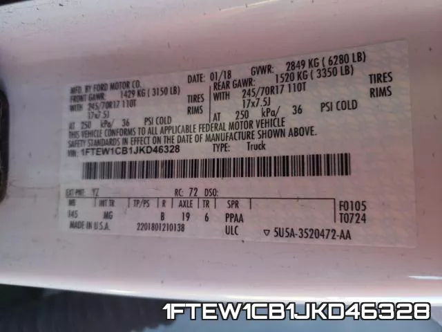 1FTEW1CB1JKD46328 фото 2