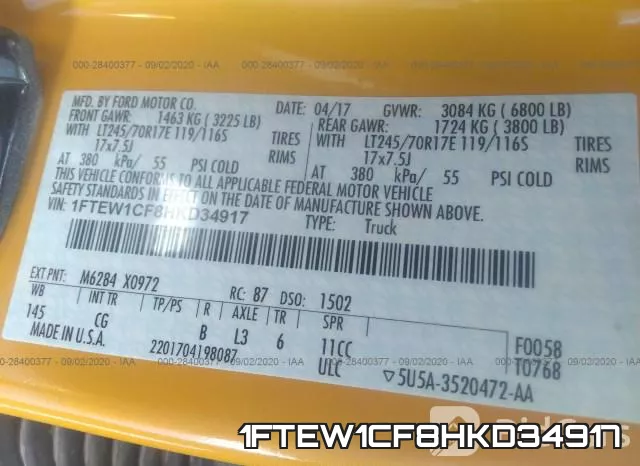 1FTEW1CF8HKD34917 фото 8