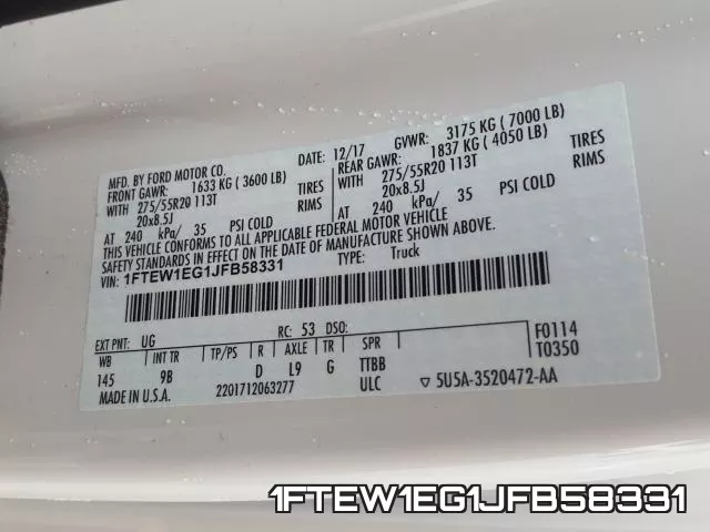 1FTEW1EG1JFB58331 фото 2
