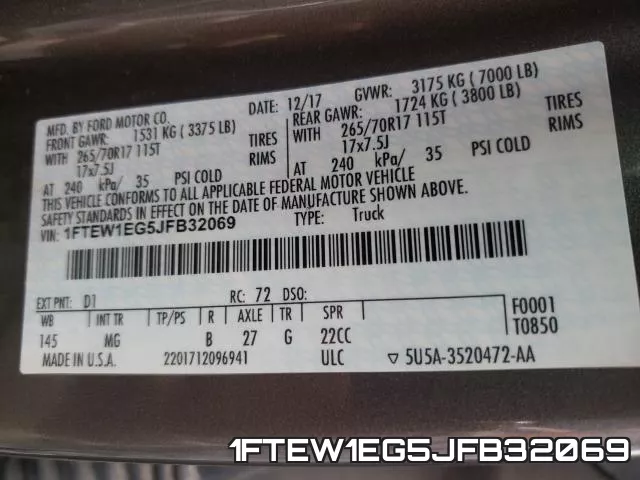 1FTEW1EG5JFB32069 фото 2