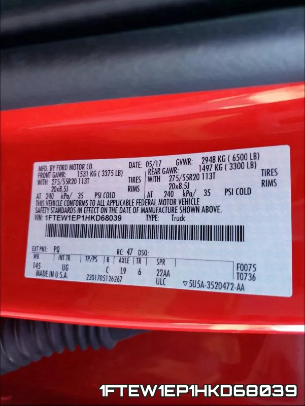1FTEW1EP1HKD68039 фото 2