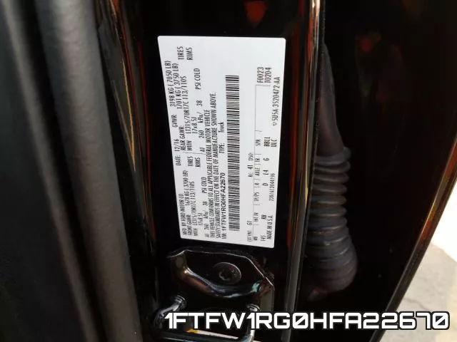 1FTFW1RG0HFA22670 фото 2