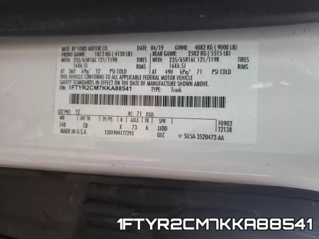 1FTYR2CM7KKA88541 фото 2