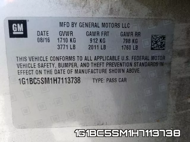 1G1BC5SM1H7113738 фото 2