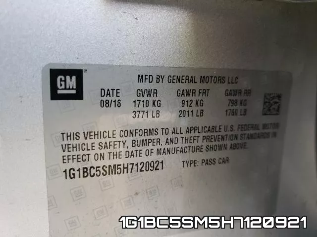 1G1BC5SM5H7120921 фото 2
