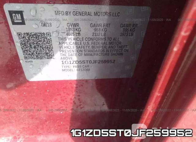 1G1ZD5ST0JF259952 фото 9