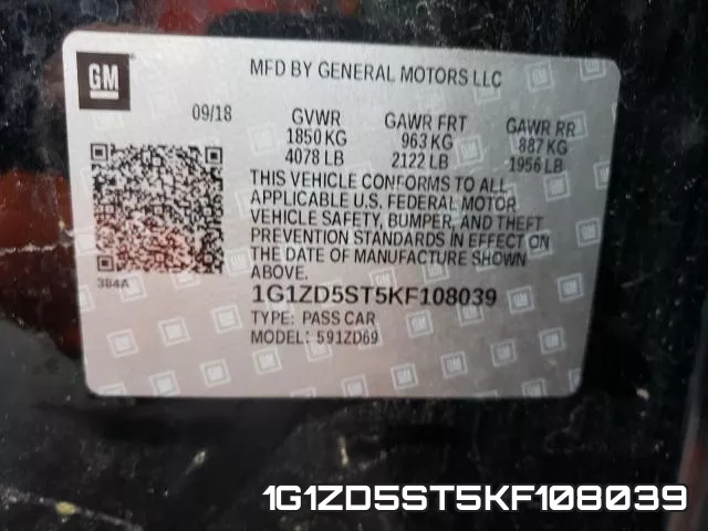 1G1ZD5ST5KF108039 фото 2
