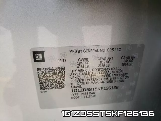 1G1ZD5ST5KF126136 фото 2