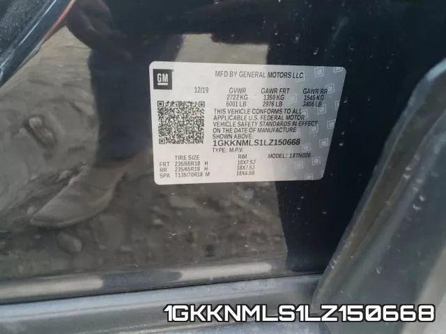 1GKKNMLS1LZ150668 фото 2