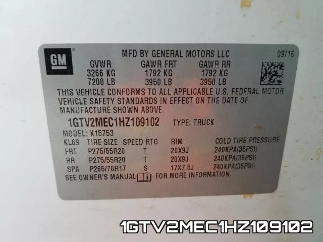 1GTV2MEC1HZ109102 фото 2