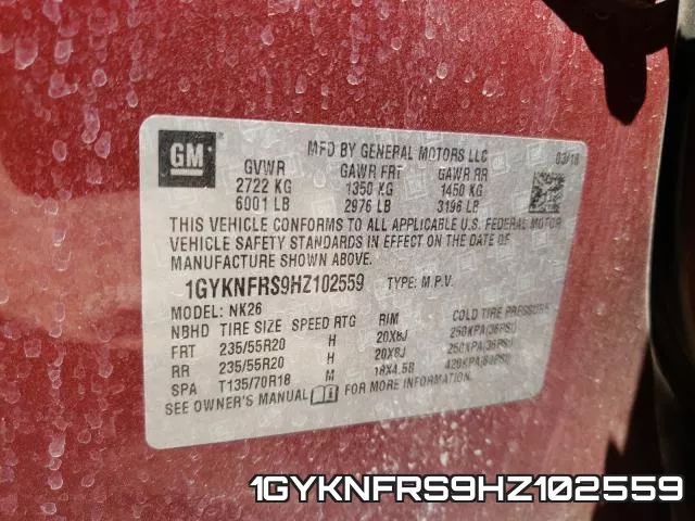 1GYKNFRS9HZ102559 фото 2