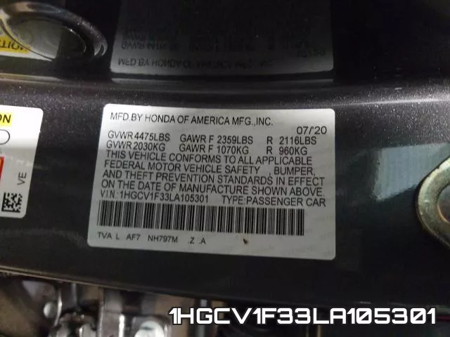 1HGCV1F33LA105301 фото 2