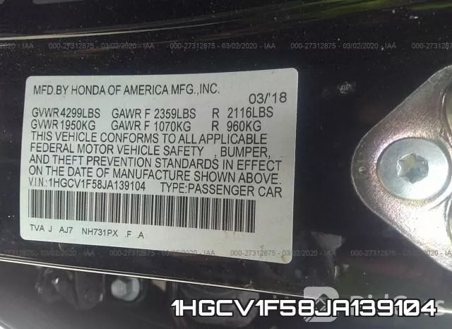 1HGCV1F58JA139104 фото 10