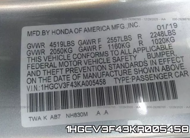 1HGCV3F43KA005458 фото 10