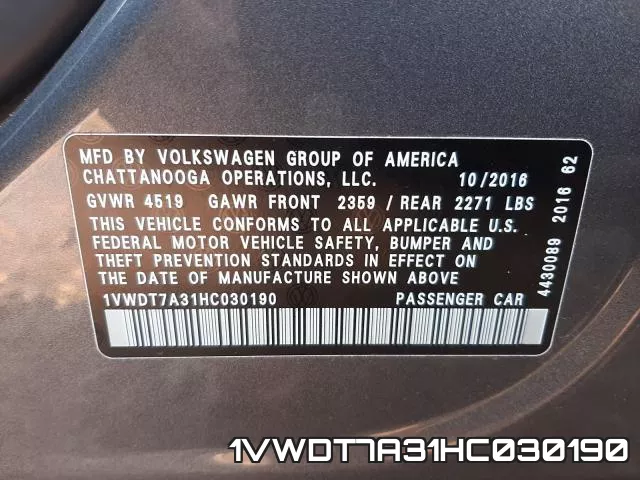 1VWDT7A31HC030190 фото 2