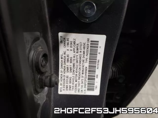 2HGFC2F53JH595604 фото 2
