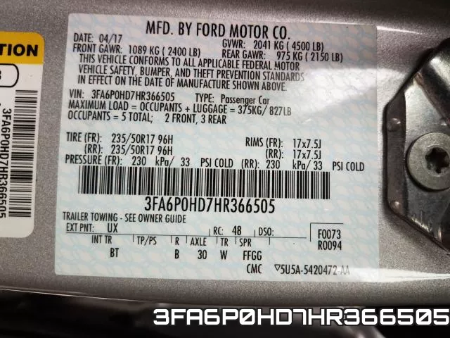 3FA6P0HD7HR366505 фото 2
