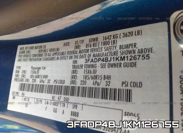 3FADP4BJ1KM126755 фото 10
