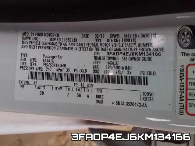 3FADP4EJ6KM134166 фото 2