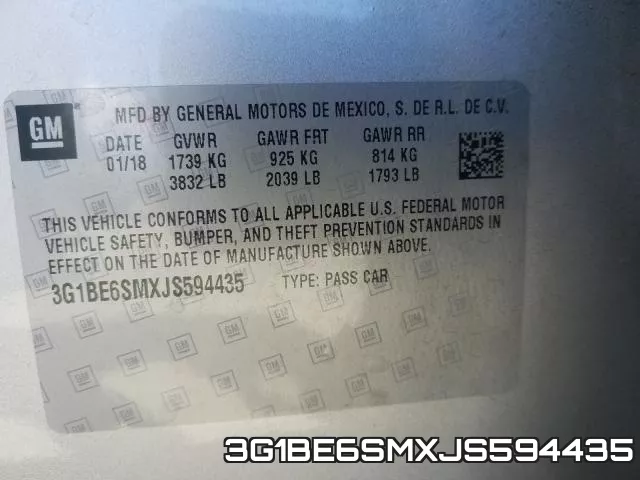 3G1BE6SMXJS594435 фото 2