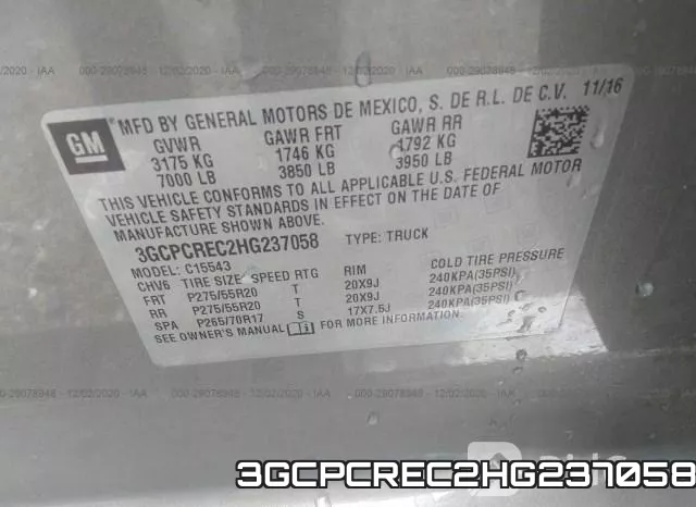 3GCPCREC2HG237058 фото 9