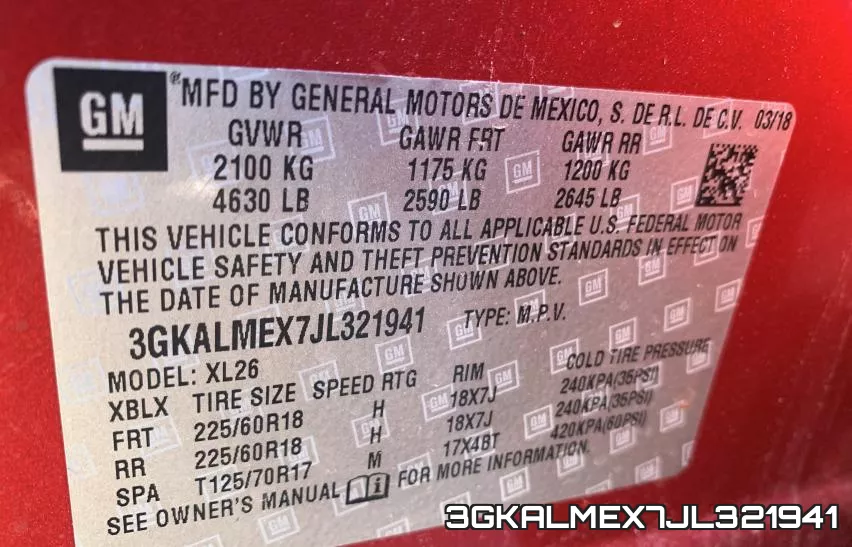 3GKALMEX7JL321941 фото 2