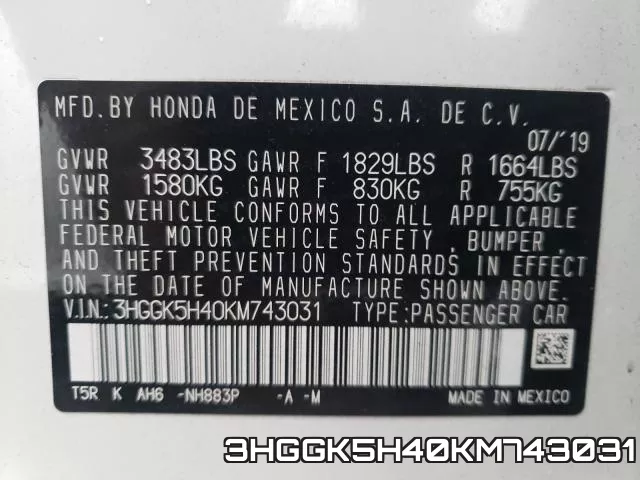 3HGGK5H40KM743031 фото 2